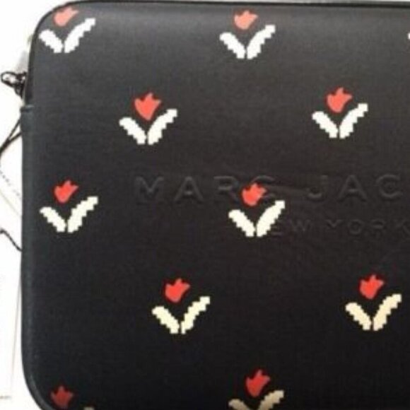 Marc Jacobs iPad Tablet Case Black Floral Neoprene Zip Computer Universal Tulip - Picture 6 of 7